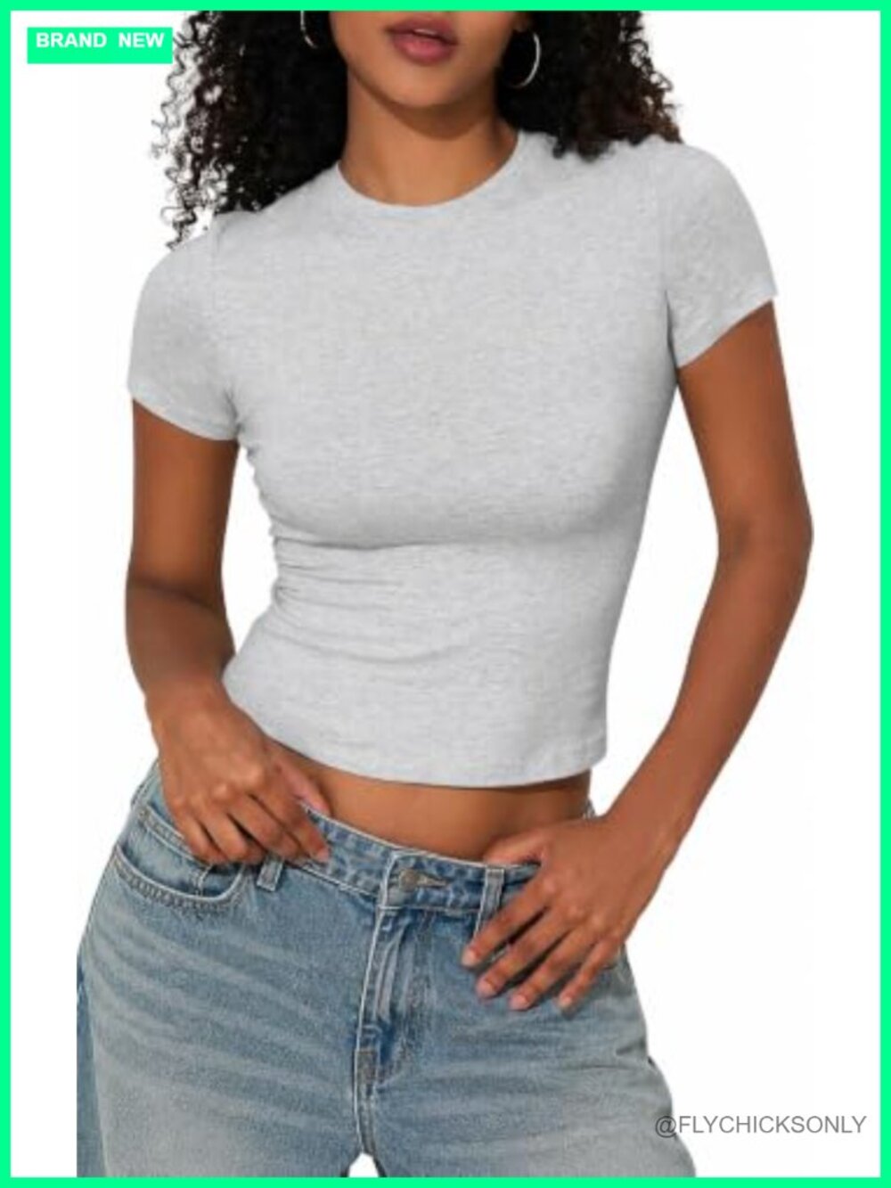 Cotton Crewneck Short Sleeve Slim Fit Crop Top Y2K Baby Tee